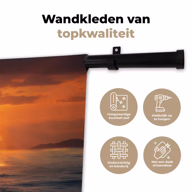 Walvis - Zon - Zee Wandkleed katoen klein -sfeer2