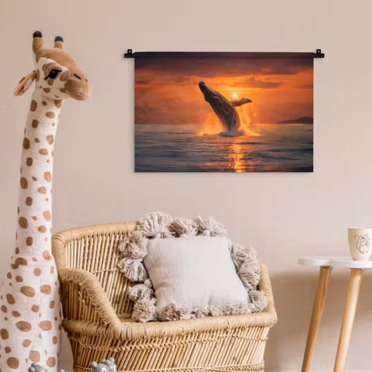 Walvis - Zon - Zee Wandkleed katoen klein -wsfeer5_kind