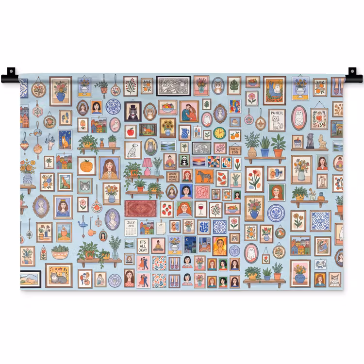 Wanddecoratie - Collectie - Huis - Illustratief - Kleurrijk Wandkleed katoen klein -zz3d