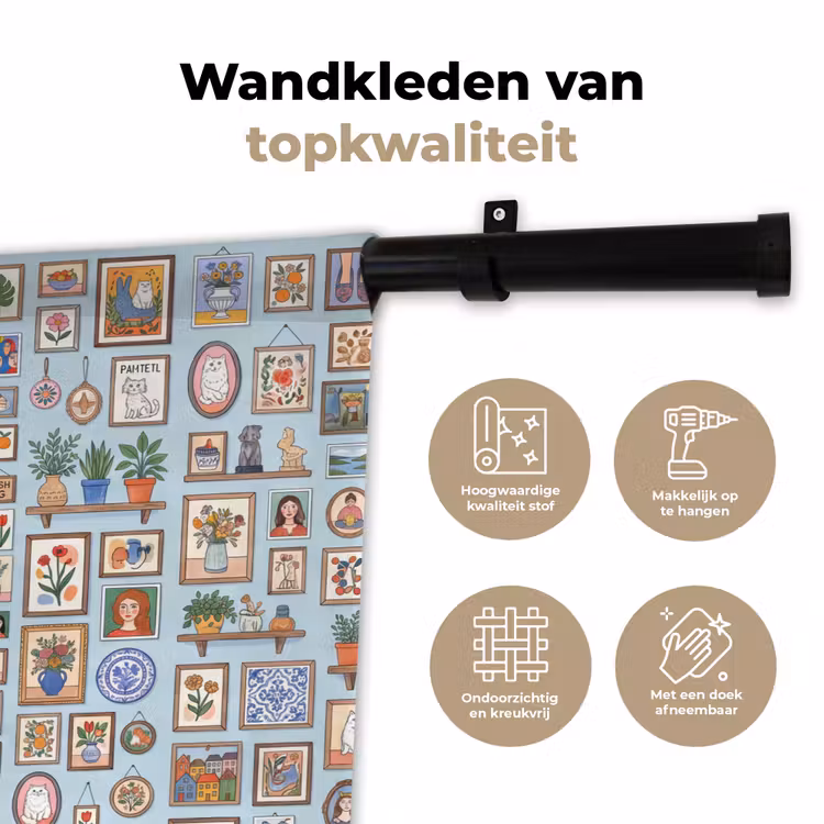 Wanddecoratie - Collectie - Huis - Illustratief - Kleurrijk Wandkleed katoen klein -sfeer2