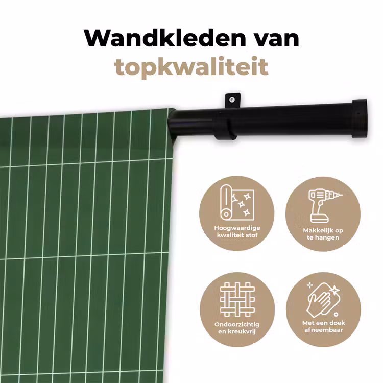 Wandtegel - Verticaal - Donkergroen Wandkleed katoen klein 269 -sfeer2