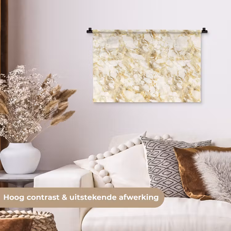Warm - Gouden - Marmer - Patroon Wandkleed katoen klein 269 -sfeer1