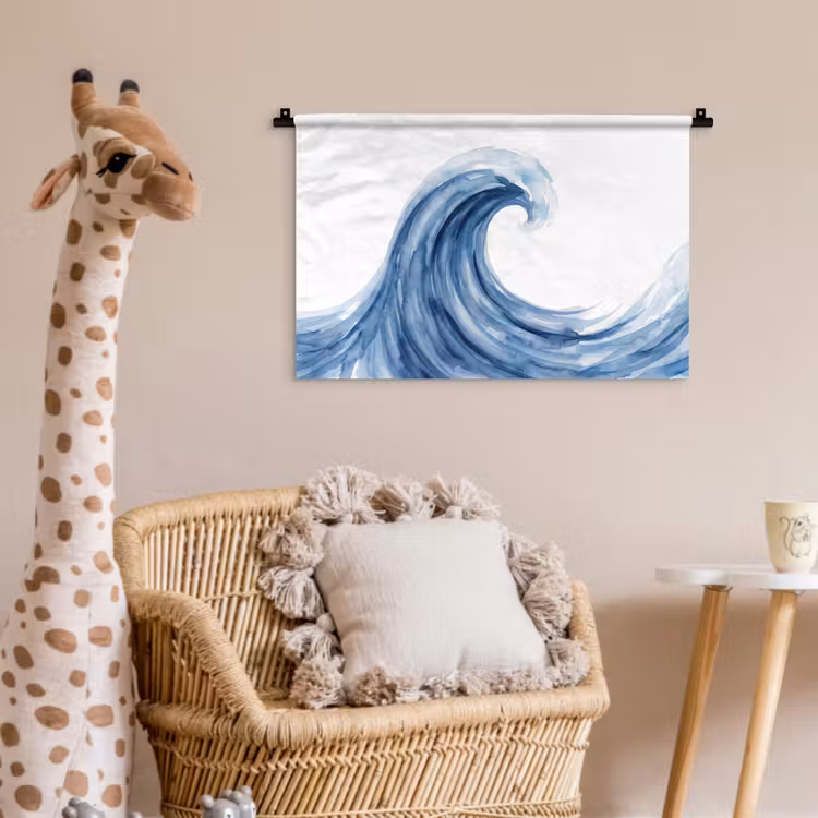 Water - Beweging - Natuur - Modern - Blauw Wandkleed katoen klein -wsfeer5_kind