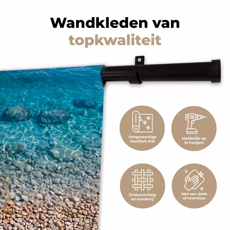 Water - Kiezels - Natuur - Levendig - Turkoois Wandkleed katoen klein -sfeer2