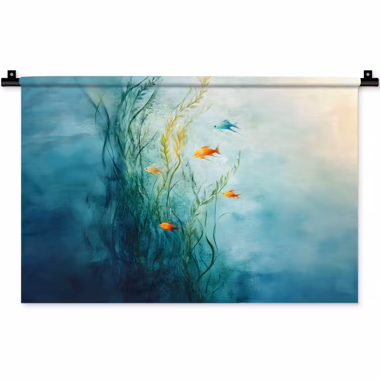 Waterplanten - Vissen - Kleurrijk - Water Wandkleed katoen klein -zz3d