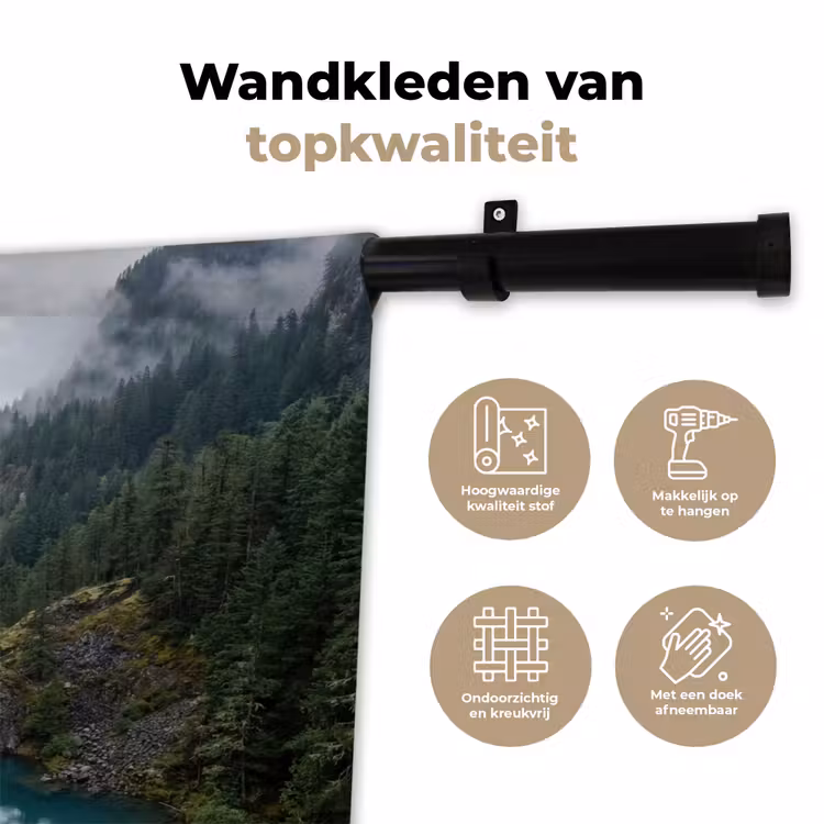 Waterval - Bomen - Bergen Wandkleed katoen klein -sfeer2