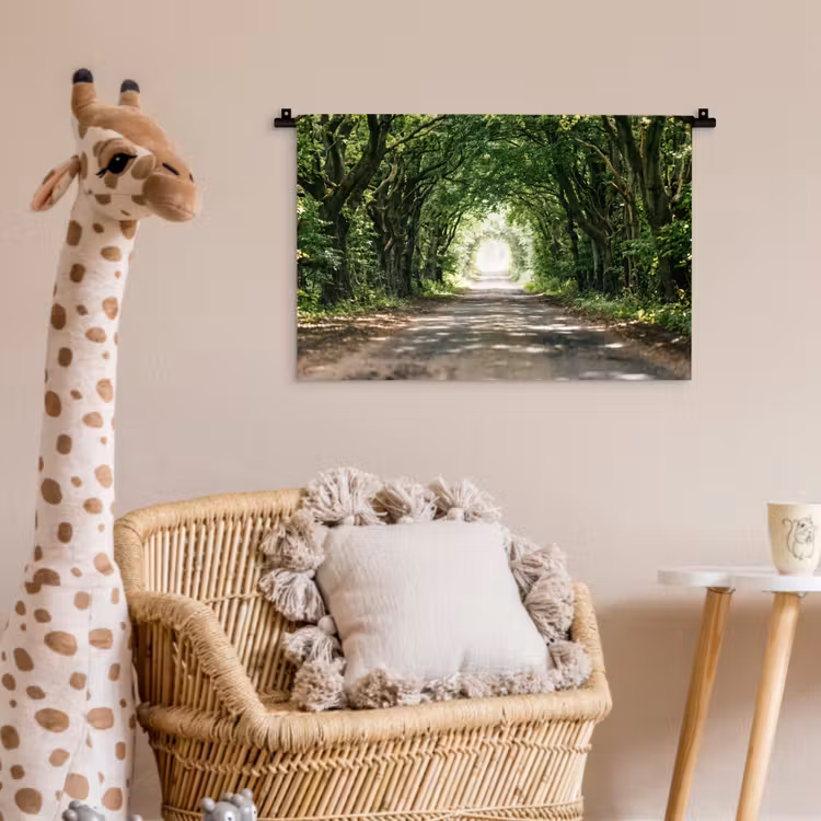 Weg - Bomen - Natuur - Groen Wandkleed katoen klein -wsfeer5_kind