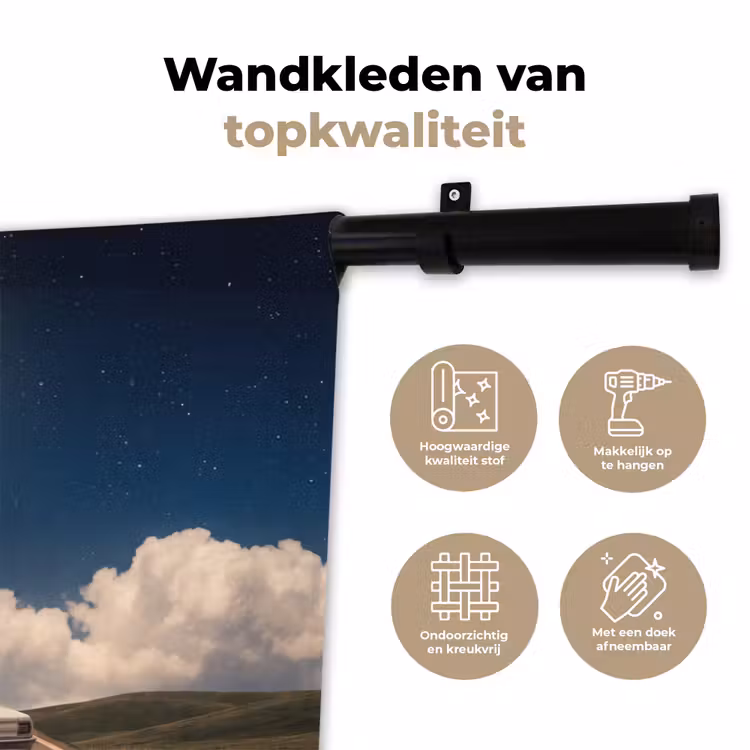 Wandkleed - Weg - Maan - Nacht - Weg - Maan - Nacht Wandkleed katoen klein