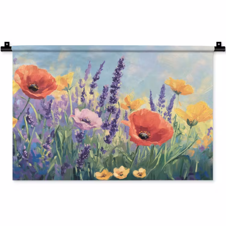 Weide - Bloemen - Kleurrijk Wandkleed katoen klein -zz3d