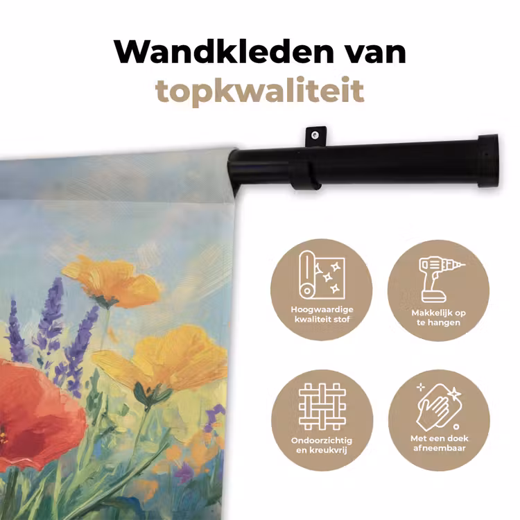 Weide - Bloemen - Kleurrijk Wandkleed katoen klein -sfeer2