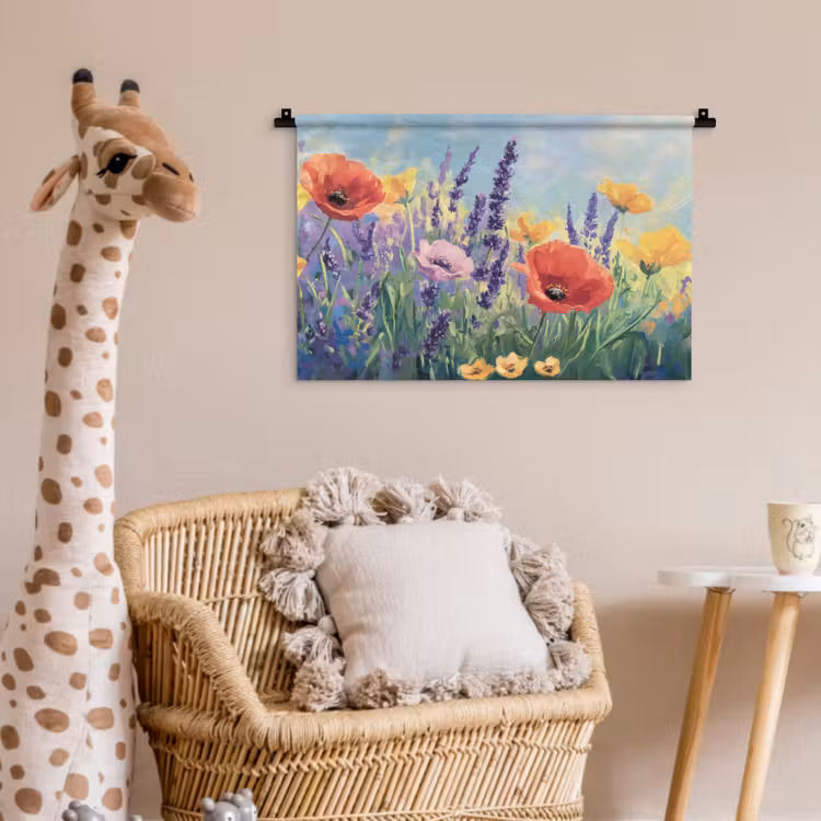 Weide - Bloemen - Kleurrijk Wandkleed katoen klein -wsfeer5_kind