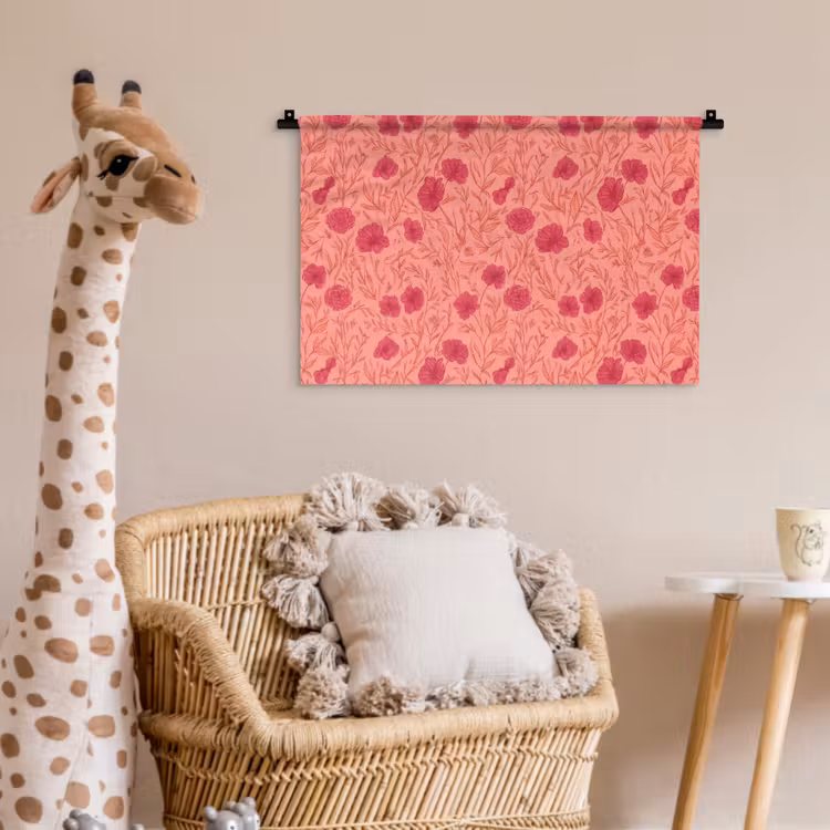 Weidebloemen - Romantisch - Roze Wandkleed katoen klein 269 -wsfeer5_kind