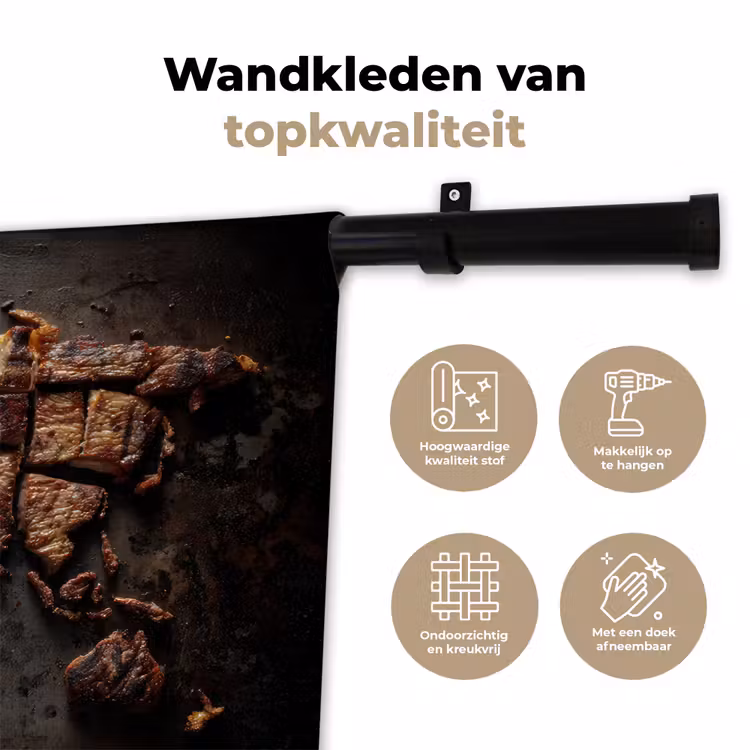 Wereldkaart - Gegrild vlees Wandkleed katoen klein -sfeer2