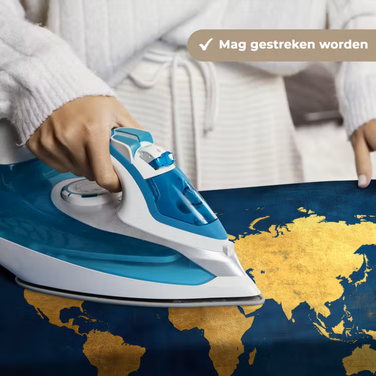 Wereldkaart - Goud - Donkerblauw Wandkleed katoen klein -sfeer9
