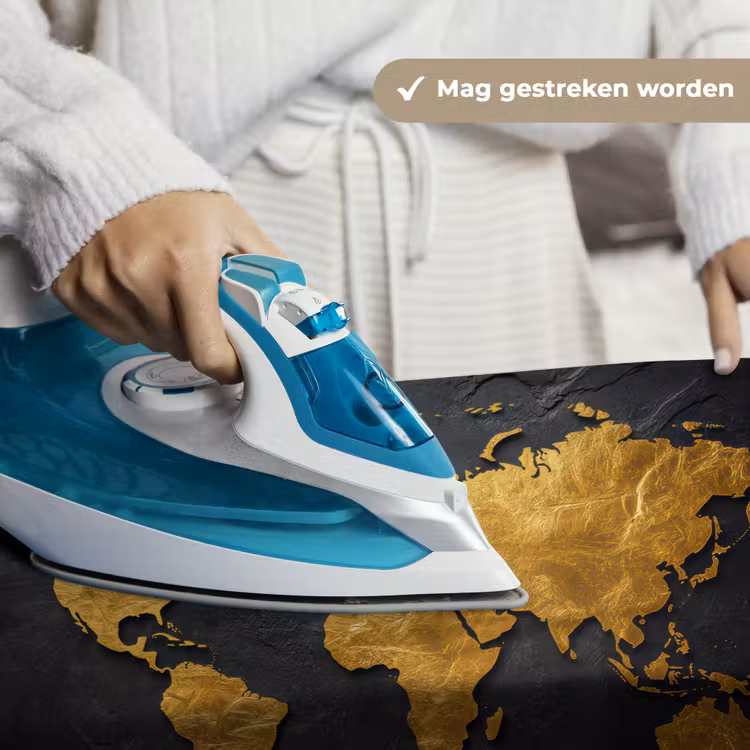 Wereldkaart - Goud - Steen Wandkleed katoen klein -sfeer9