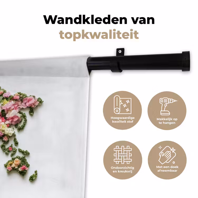 Wereldkaart - Kleurrijk - Bloemen - Lente Wandkleed katoen klein -sfeer2