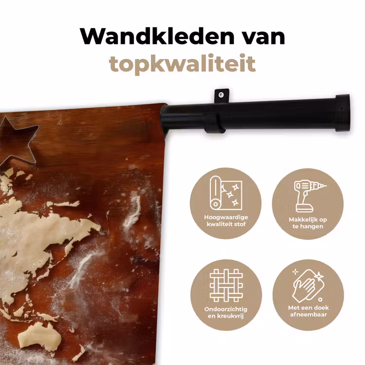 Wereldkaart - Koekjesdeeg - Warme baksfeer Wandkleed katoen klein -sfeer2