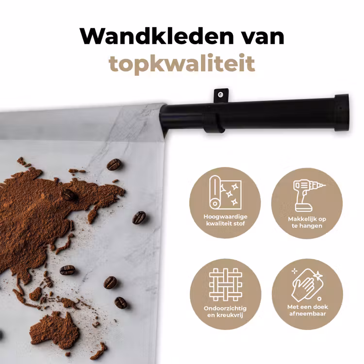 Wereldkaart - Koffie - Marmer Wandkleed katoen klein -sfeer2