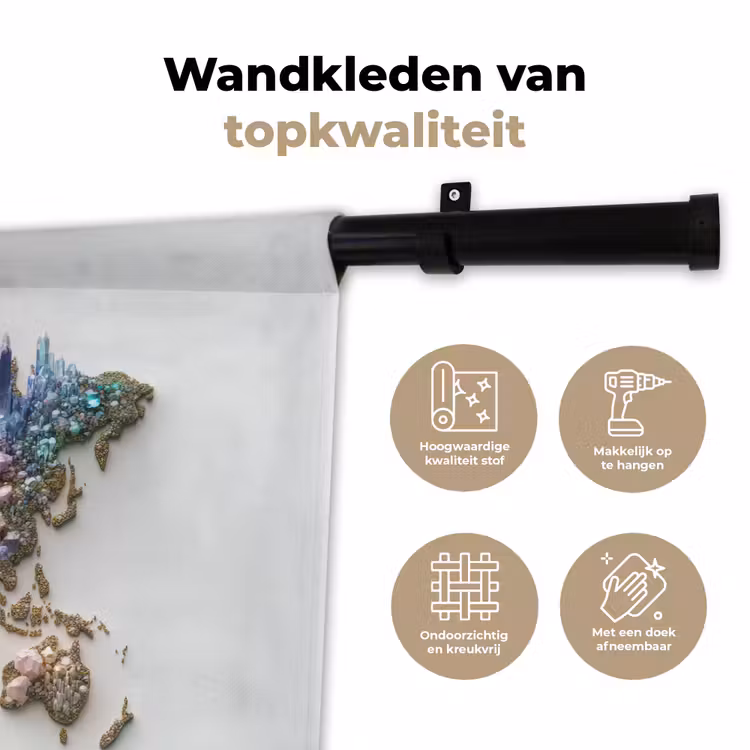 Wereldkaart - Kristallen - Unieke tinten Wandkleed katoen klein -sfeer2