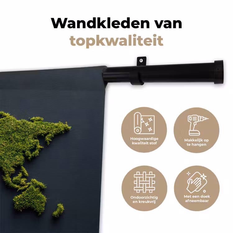 Wereldkaart - Mos -Levendig effect Wandkleed katoen klein -sfeer2