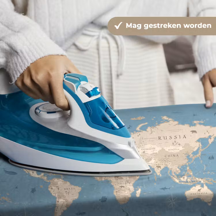 Wereldkaart - Oceaan - Realistisch - Blauw Wandkleed katoen klein -sfeer9