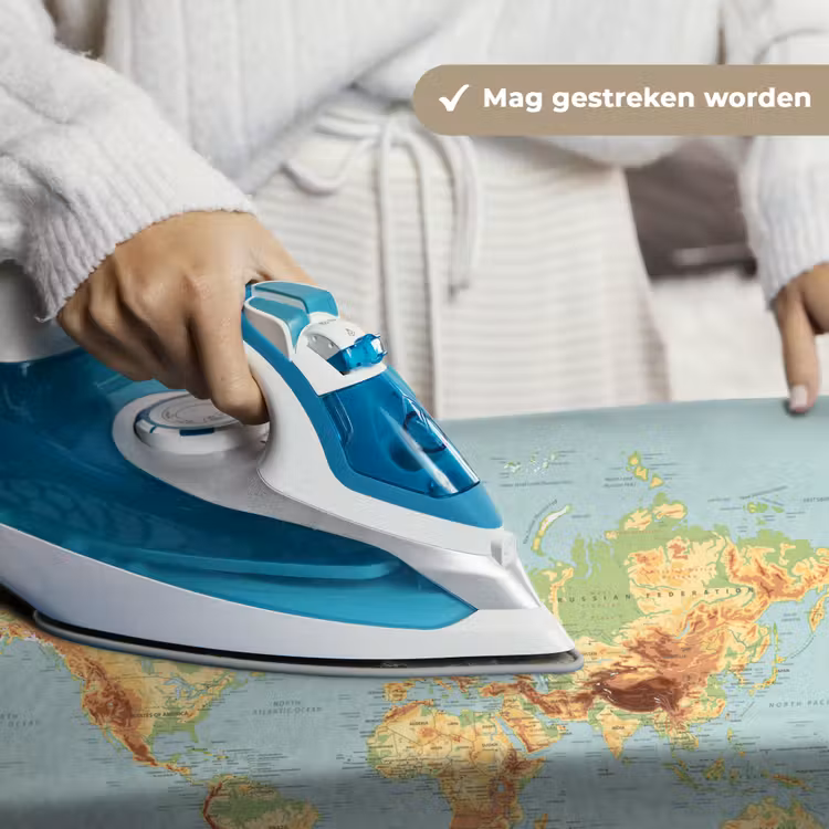 Wereldkaart - Realistisch - Blauw Wandkleed katoen klein -sfeer9