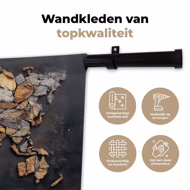 Wereldkaart - Stenen - Realistisch Wandkleed katoen klein -sfeer2