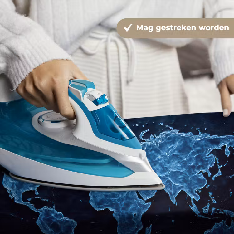 Wereldkaart - Waterstructuur - Blauw Wandkleed katoen klein -sfeer9