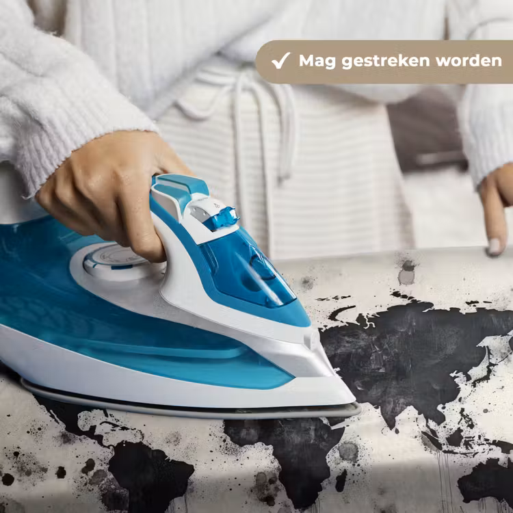 Wereldkaart - Zwart - Inkt Wandkleed katoen klein -sfeer9