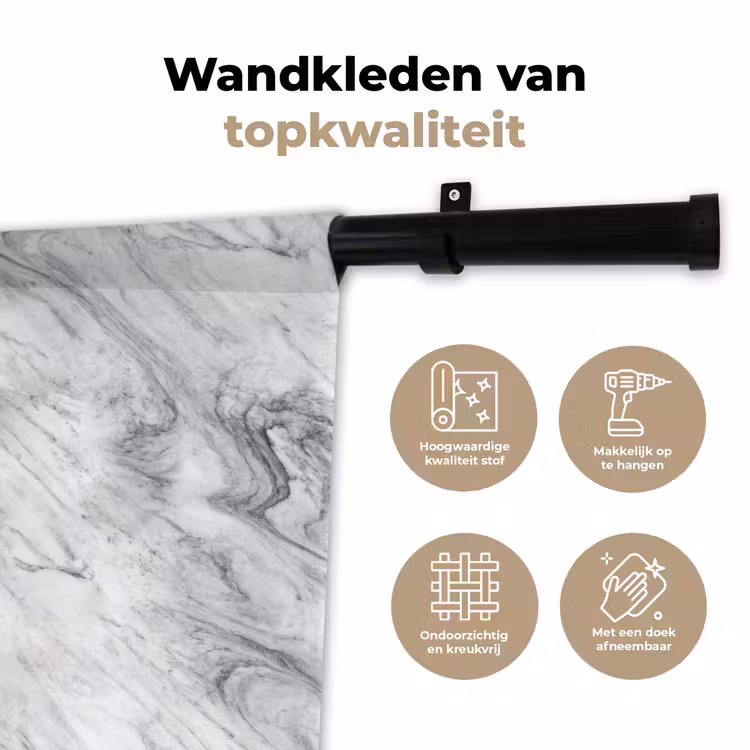 Wervelende - Grijsstructuur - Marmer - Wit Wandkleed katoen klein 269 -sfeer2