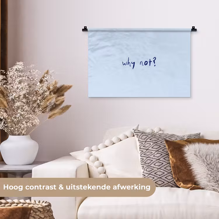 Why not - Blauw - Donker blauw - Quote Wandkleed katoen klein -sfeer1