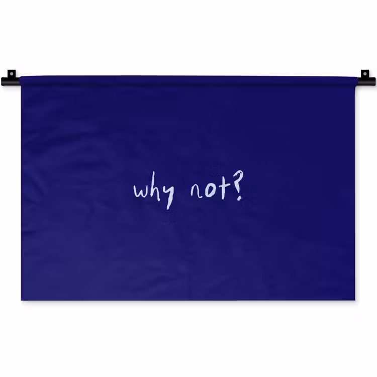 Why not - Blauw - Handgeschreven Wandkleed katoen klein -zz3d