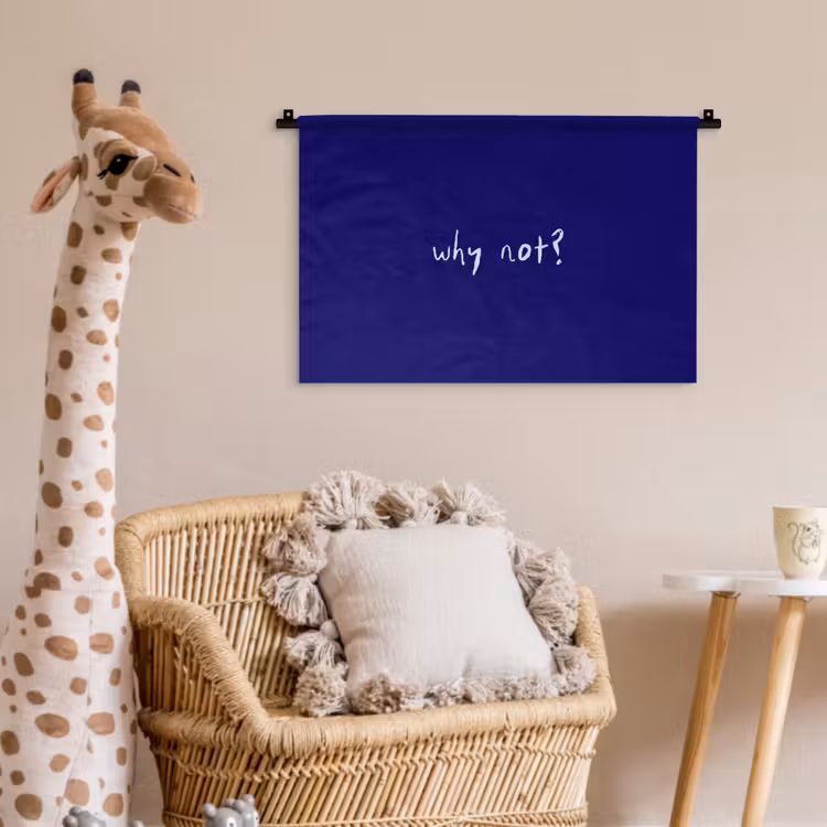 Why not - Blauw - Handgeschreven Wandkleed katoen klein -wsfeer5_kind