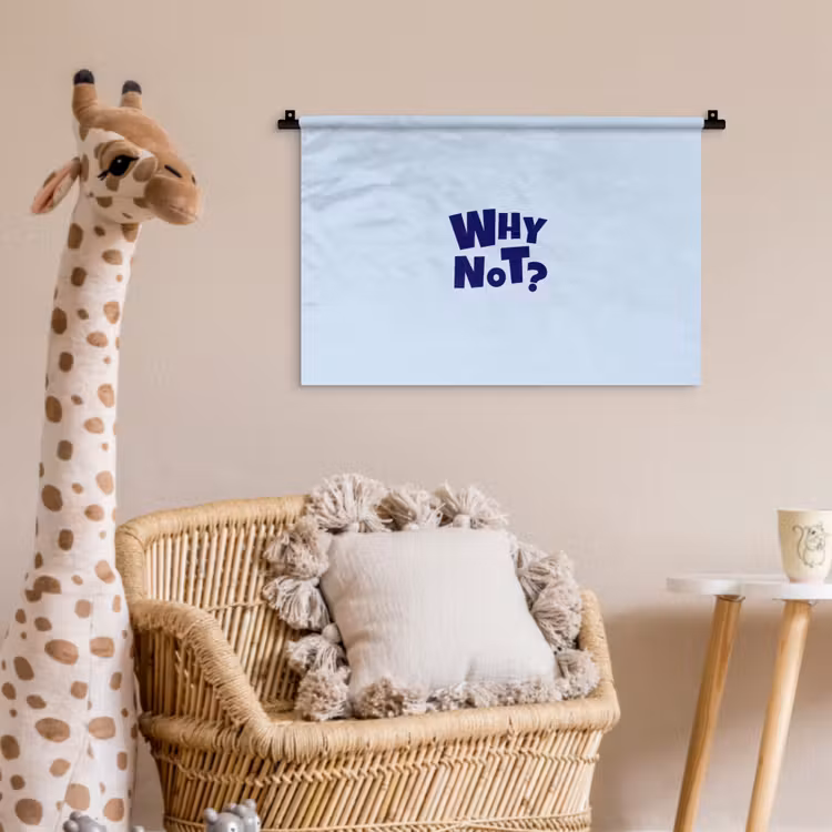 Why not - Blauw - Licht blauw - Quote Wandkleed katoen klein -wsfeer5_kind