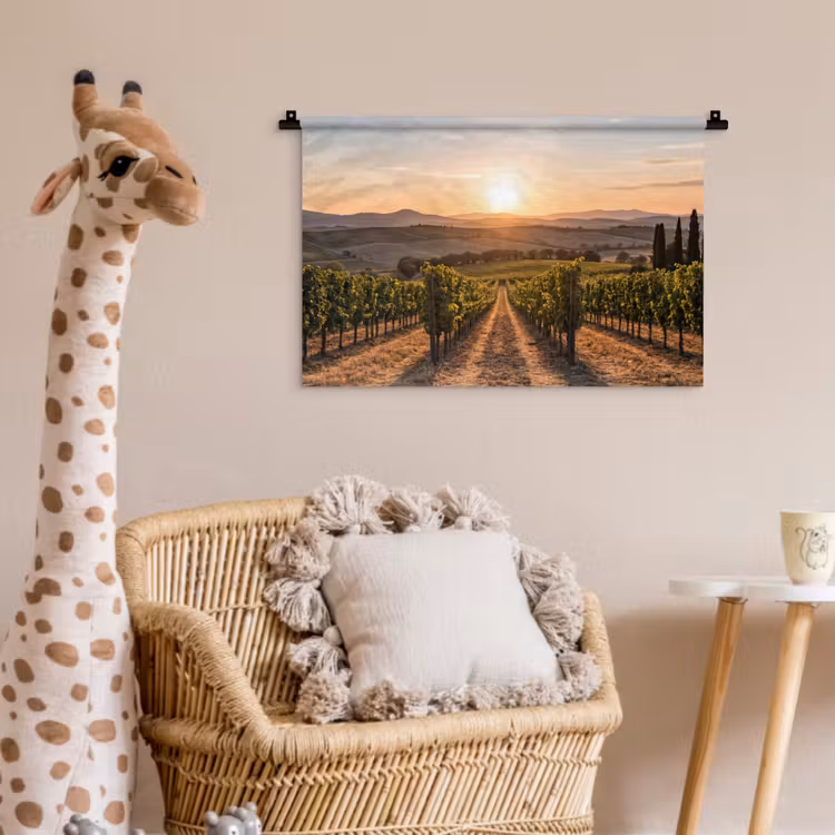 Wijngaard - Zonsondergang - Landschap Wandkleed katoen klein -wsfeer5_kind