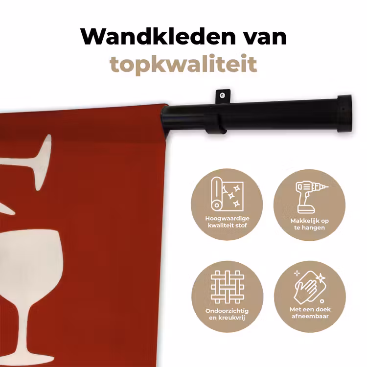 Wijnglazen - Silhouetten - Wit Wandkleed katoen klein -sfeer2