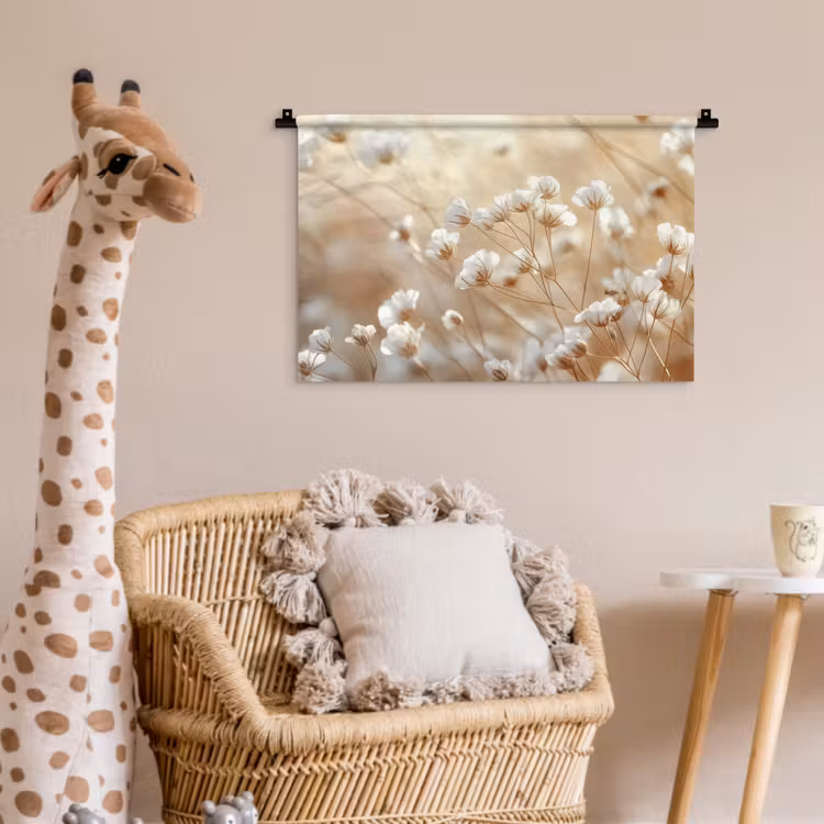 Wilde - Bloemen - Wit Wandkleed katoen klein -wsfeer5_kind