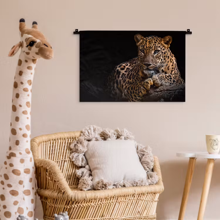 Wilde dieren - Panter - Portret - Zwart - Dieren Wandkleed katoen klein -wsfeer5_kind