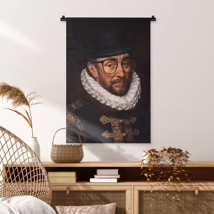 Willem van Oranje - Adriaen Thomasz - Bril Wandkleed katoen klein -sfeer5