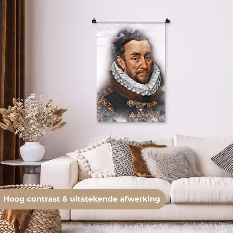 Willem van Oranje - Adriaen Thomasz - Rook Wandkleed katoen klein -sfeer1