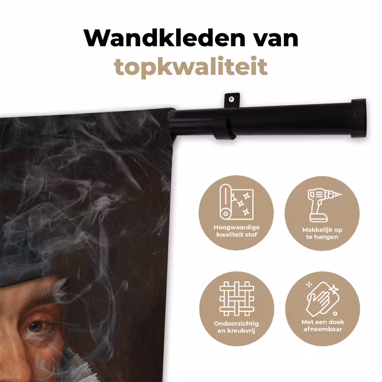 Willem van Oranje - Adriaen Thomasz - Sigaretten - Rook Wandkleed katoen klein -sfeer2
