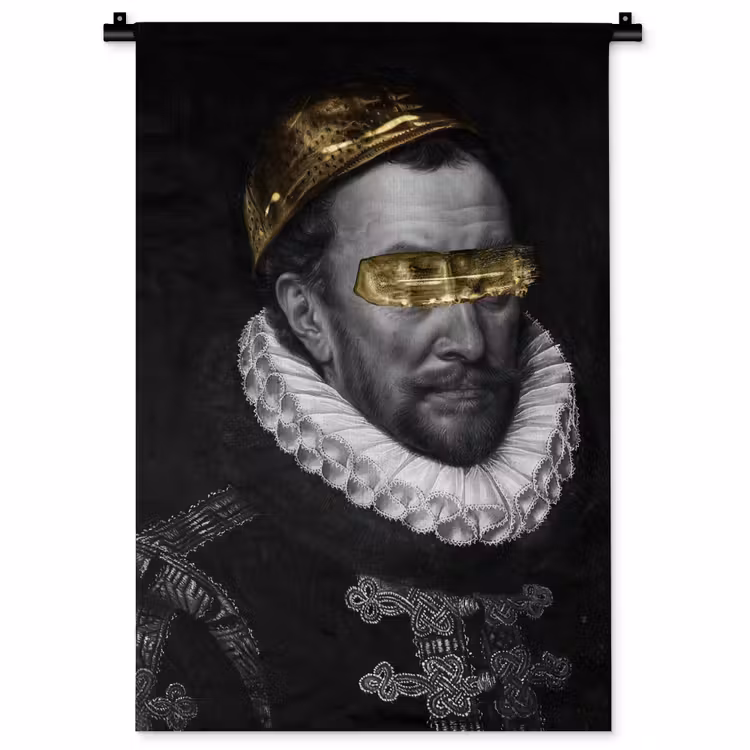 Willem van Oranje - Adriaen Thomasz - Zwart - Wit Wandkleed katoen klein -zz3d