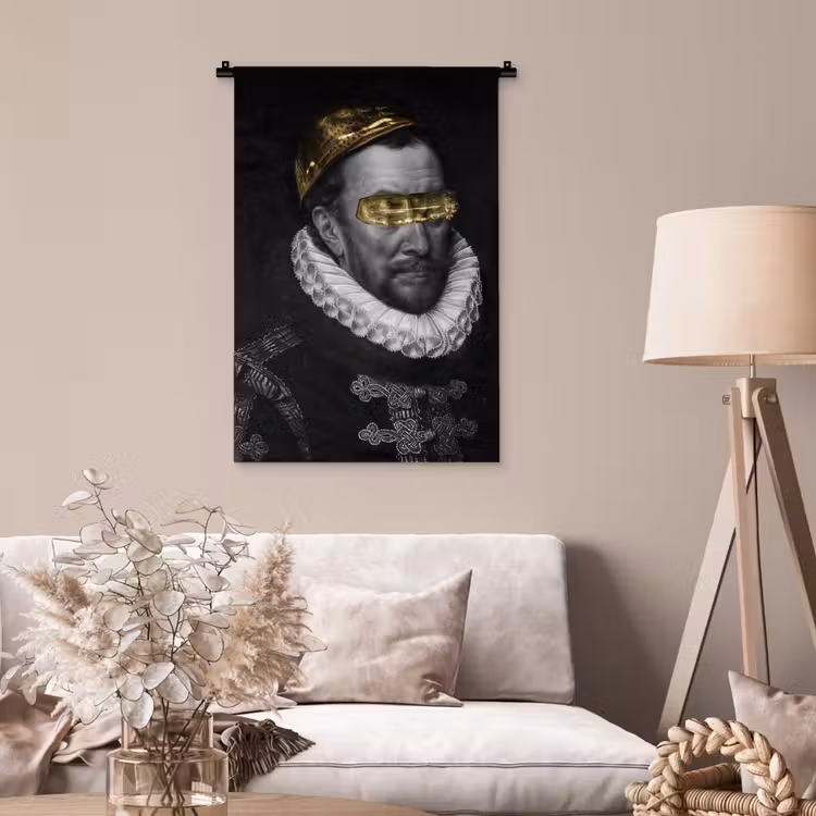 Willem van Oranje - Adriaen Thomasz - Zwart - Wit Wandkleed katoen klein -sfeer4