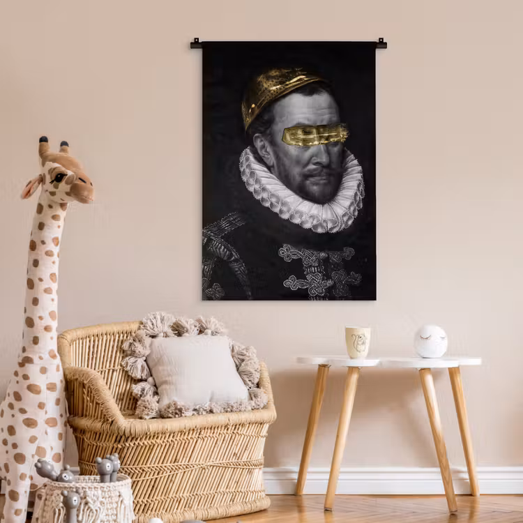 Willem van Oranje - Adriaen Thomasz - Zwart - Wit Wandkleed katoen klein -wsfeer5_kind