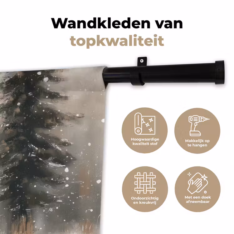 Winter - Bos - Rendier - Donker Wandkleed katoen klein -sfeer2