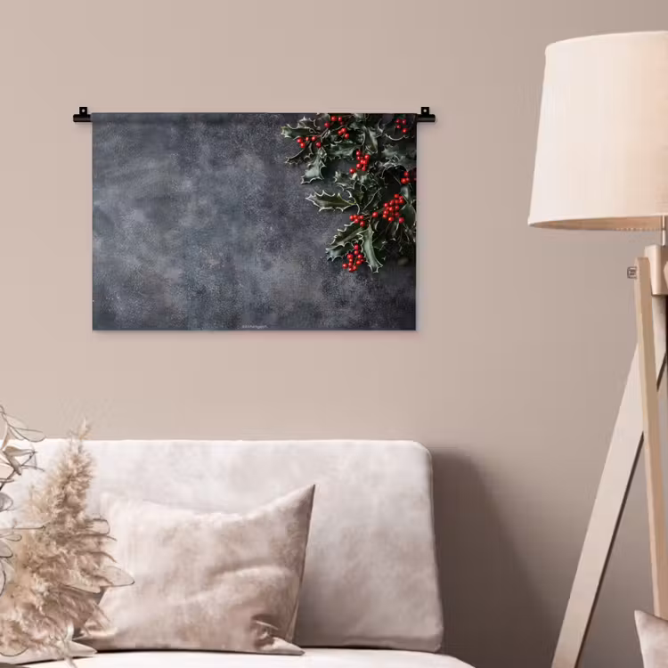 Winter - Hulst - Kerst - Beton Wandkleed katoen klein -sfeer4