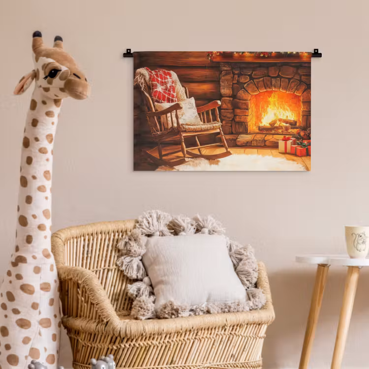 Winter - Kerst - Huis - Openhaard Wandkleed katoen klein -wsfeer5_kind