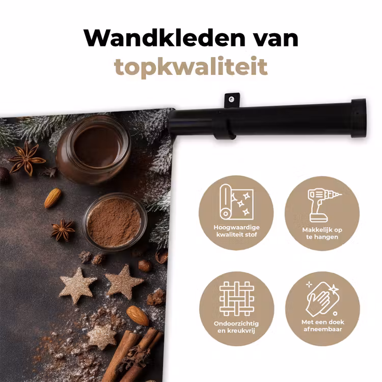 Winter - Kerst - Specerijen - Beton Wandkleed katoen klein -sfeer2