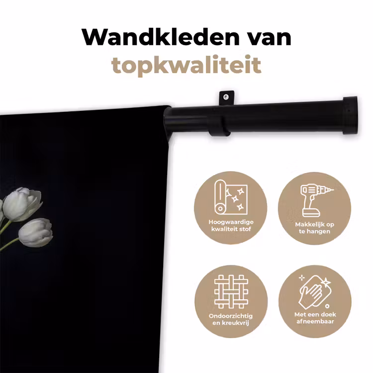 Wit - Bloemen - Tulpen - Vaas Wandkleed katoen klein -sfeer2