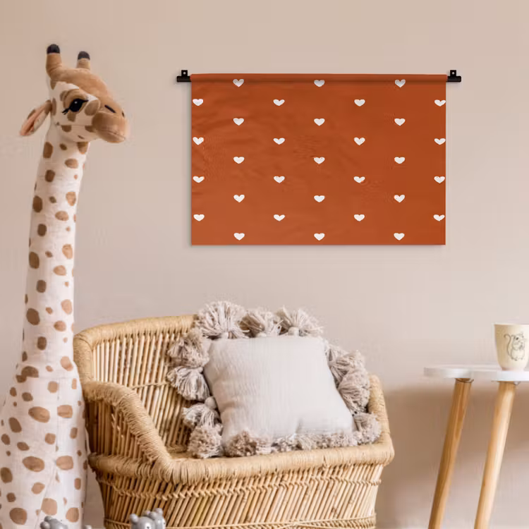 Wit - Hartjes - Patroon - Rood Wandkleed katoen klein 269 -wsfeer5_kind